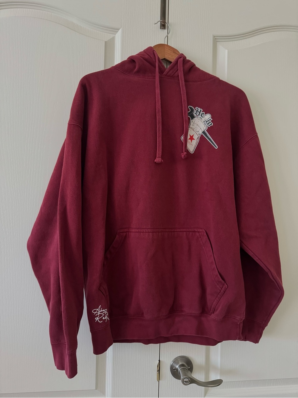 Men's Hooded Pullover Sweatshirt in Burgundy